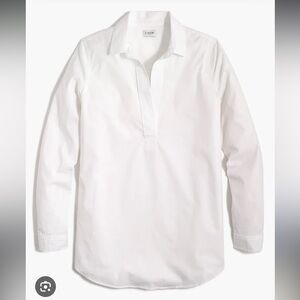 J.Crew White Popover Collar Tunic Top | Small